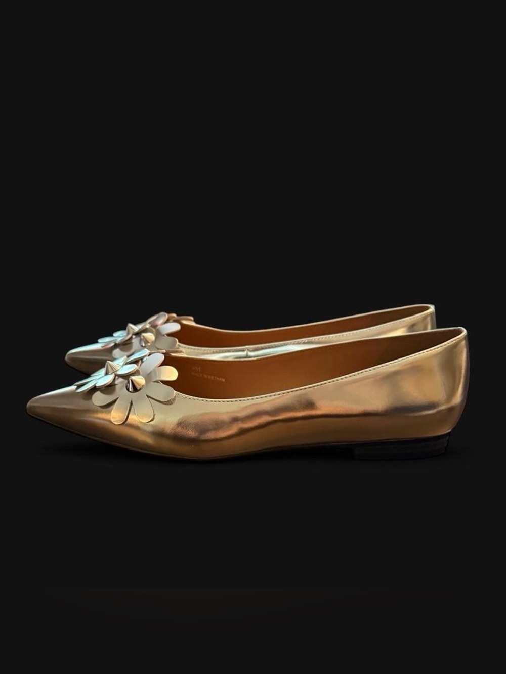 So CUTE in person! Metallic Silver Women’s Ballet Flats with Floral Appliqué - Picture 2 of 8